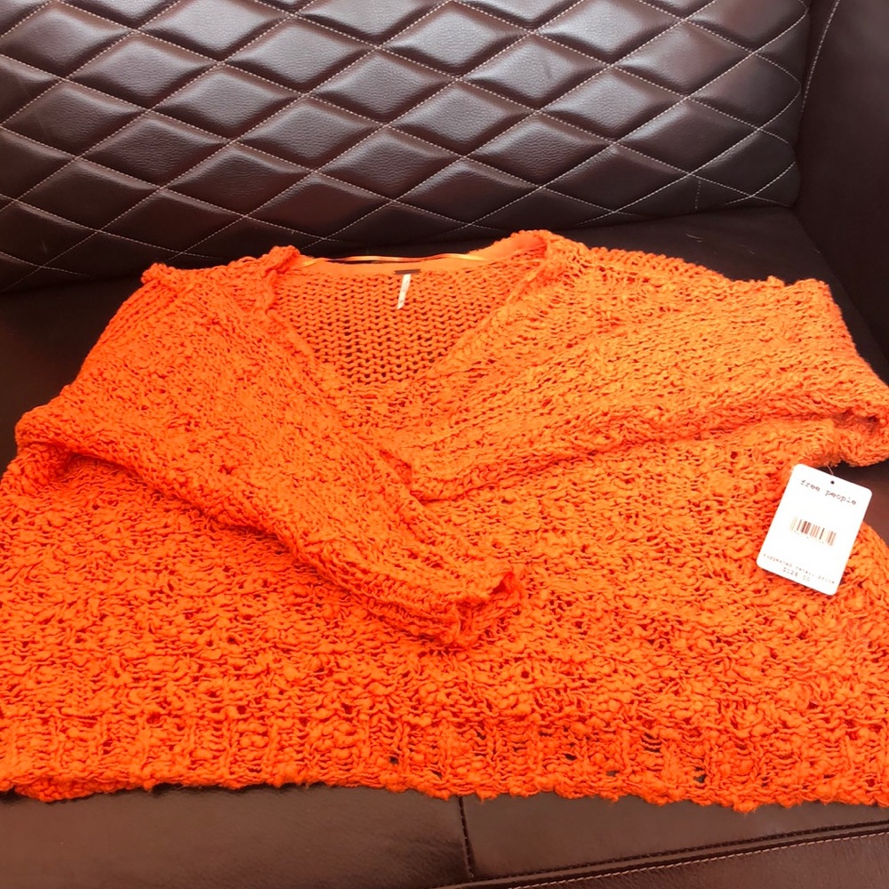 NWT Free People boxy knit sweater XS coral